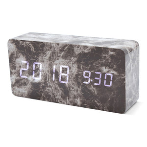 Digital Thermometer Wooden Alarm Clock